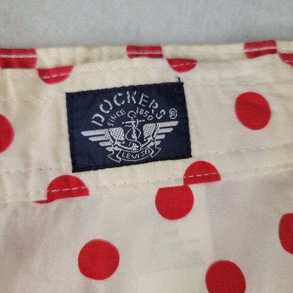 Vintage 80s Levis Docker Red Polka Dot Midi Skirt Size 14 Cotton Deadstock New - Picture 6 of 11